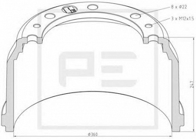 PE AUTOMOTIVE 03642000a -  Тормозной барабан